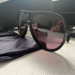 Alexander McQueen Black Aviator Sunglasses